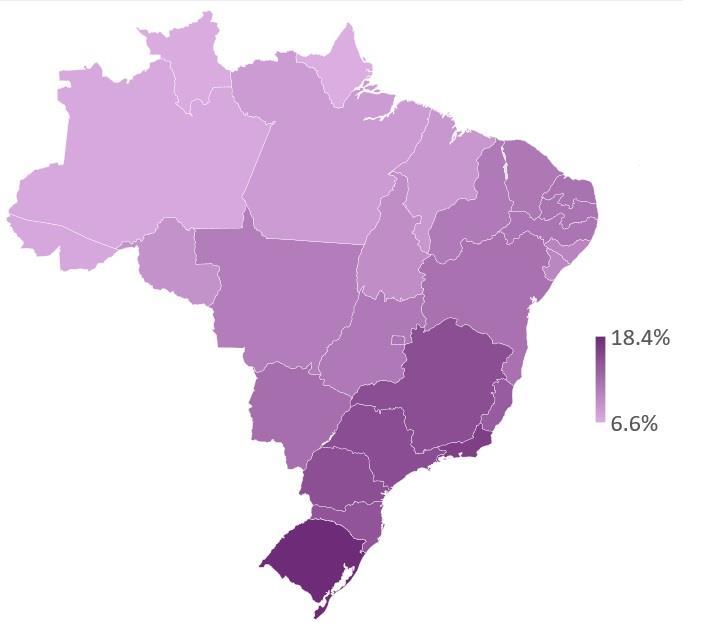 A proporção de idosos no Brasil irá dobrar até 2030 75+ +2,0x 2,6% 5% 65 a