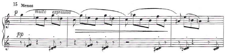 Figura 3: Resumo esquemático da parte A e ocorrências de O o e R o. O tema A, estruturado sobre a série O o (cp. 1 a 5), pode ser caracterizado como uma melodia polifônica com vozes cromáticas.