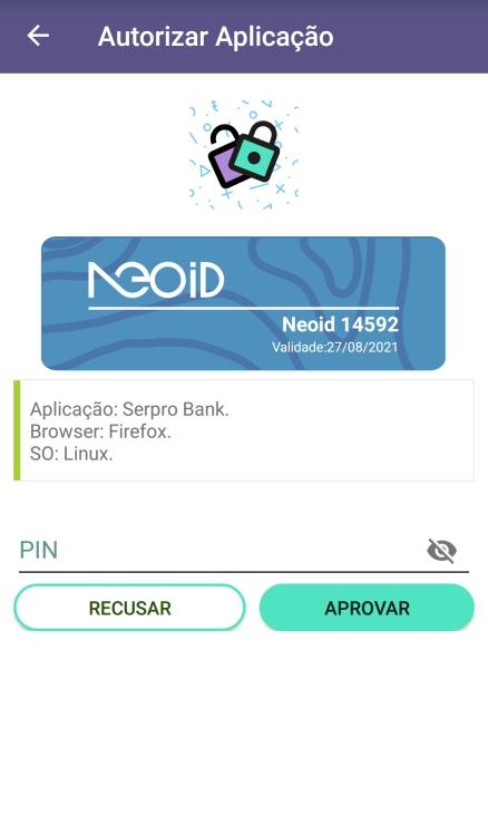 Notificações Sempre que você desejar utilizar seu NeoID, você receberá uma