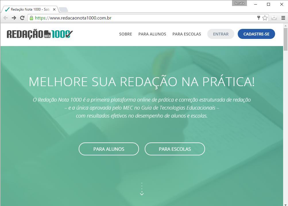 Para realizar seu cadastro, clique em Cadastre-se e siga as instruções. Você deverá inserir o código da sua escola/turma.