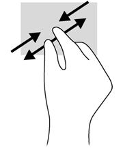 Reduza colocando dois dedos afastados na zona do Painel tátil e depois aproxime os dedos.