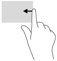 Deslize o dedo lentamente desde a margem direita para revelar os atalhos.