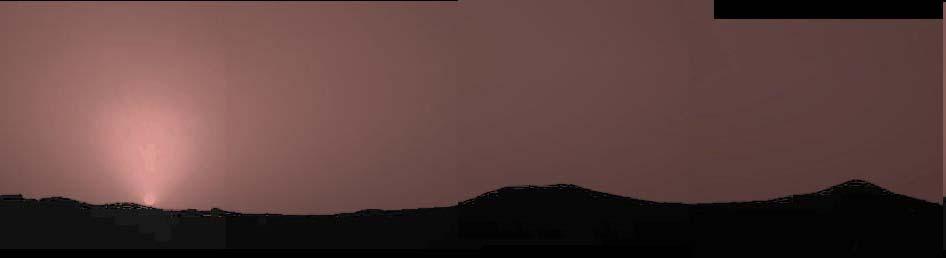 Pôr do Sol em Marte Sua superfície é composta principalmente de