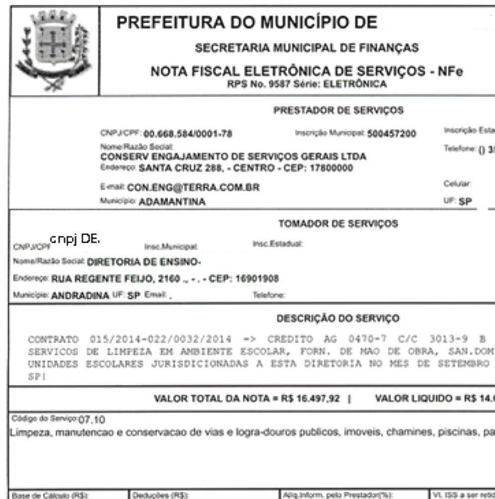 ANEXO II - NOTA FISCAL (Destacando a descrição do serviço e código de serviço) DESCRIÇÃO DO SERVIÇO CÓDIGO SERVIÇO ATENÇÃO: 1) Se a empresa prestadora de serviços estiver enquadrada no Simples