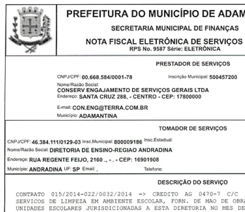 ANEXO IV DADOS NA NOTA FISCAL VERIFICAR DESCRIÇÃO VERIFICAR O CÓDIGO DO SERVIÇO 3.