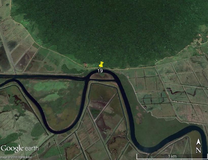 Figura 77: Vista aérea do ponto 19. O ponto 22 encontra-se na foz do rio São João, no distrito de Barra de São João (Figura 78).