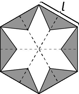 Assim, a área A de cada triângulo pode ser dada em função de l por: A = l l = 6 l Assim,