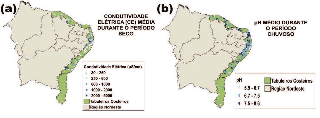 345. Xl ENCONTRO DE RECURSOS HÍDRICOS EM SERGIPE 02 a 06 de abril de 2018 Aracaju/SE Figura 6 Mapas contendo dados médios de cada parâmetro
