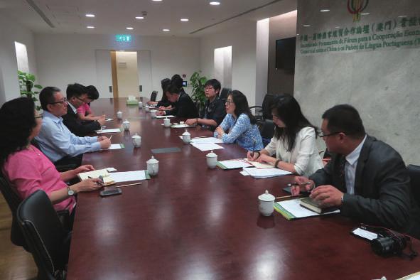 Tian Guiming, visitou o Secretariado Permanente com o objectivo de trocar opiniões sobre mecanismos para a promoção da cooperação com Macau e os Países de Língua Portuguesa. 8.