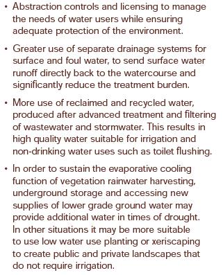 Strategies for managing water resources and water quality risks (2) At the catchment level Source: Shaw, R.