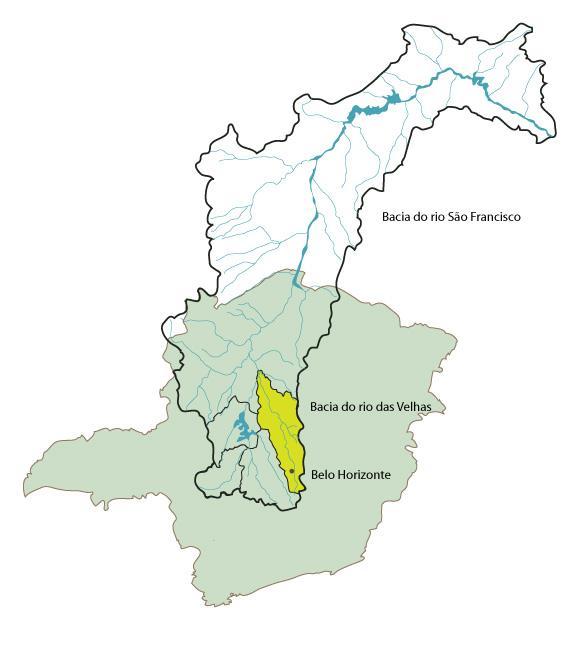 Figura 1 Mapa temático contendo a localização espacial da bacia hidrográfica do rio das Velhas. FONTE: CBH Rio das Velhas (2013).