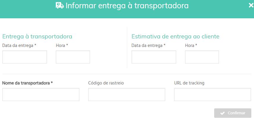 ENTREGUE À TRANSPORTADORA Clique no ícone Expedir pedido. É a partir deste estágio que seu repasse será programado para a primeira ou segunda quinzena do mês sequente.