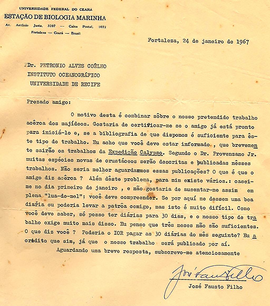 JOSÉ FAUSTO GUIMARÃES FILHO: PIONEIRO NO ESTUDO DOS CRUSTÁCEOS NO NORDESTE DO BRASIL daquele curso.