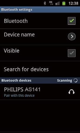 1 Prima para seleccionar a fonte Bluetooth.» O indicador de Bluetooth azul apresenta uma intermitência lenta. 2 Ligue a função Bluetooth do seu dispositivo.