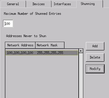 Clique a APROVAÇÃO a fim continuar. O telnet e permite a senha é ambo o Cisco. 5. >Add Shunning do clique. Adicionar o host 100.