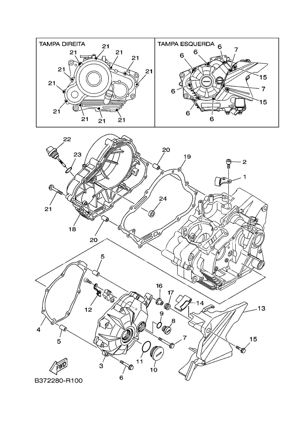 FIG. 10 TAMPA DA CARCACA 1 1 B37 E5441 00 FIXADOR DO CABO DA EMBREAGEM 1 2 91312 06016 PARAFUSO HEXAGONAL INTERNO 2 3 1ST E5411 00 TAMPA DA CARCACA 1 1 4 1ST E5451 00 GAXETA DA TAMPA DA CARCACA 1 1 5