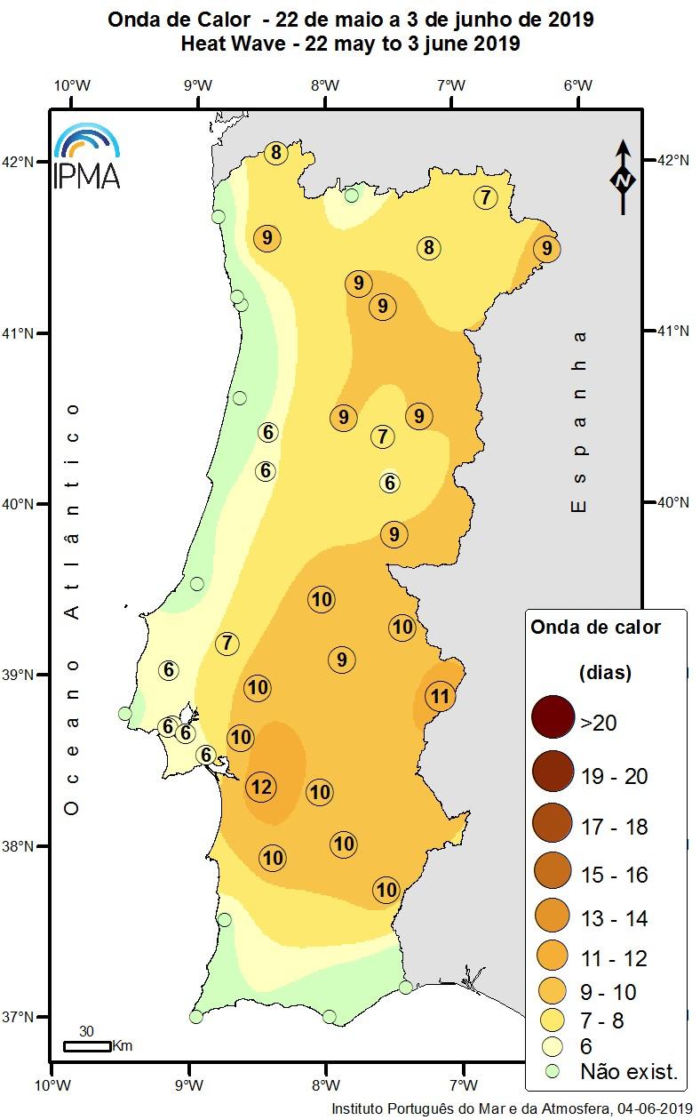 Figura 3 Evolução diária da temperatura do ar de 1 a 31 de maio de 2019 em Portugal continental Figura