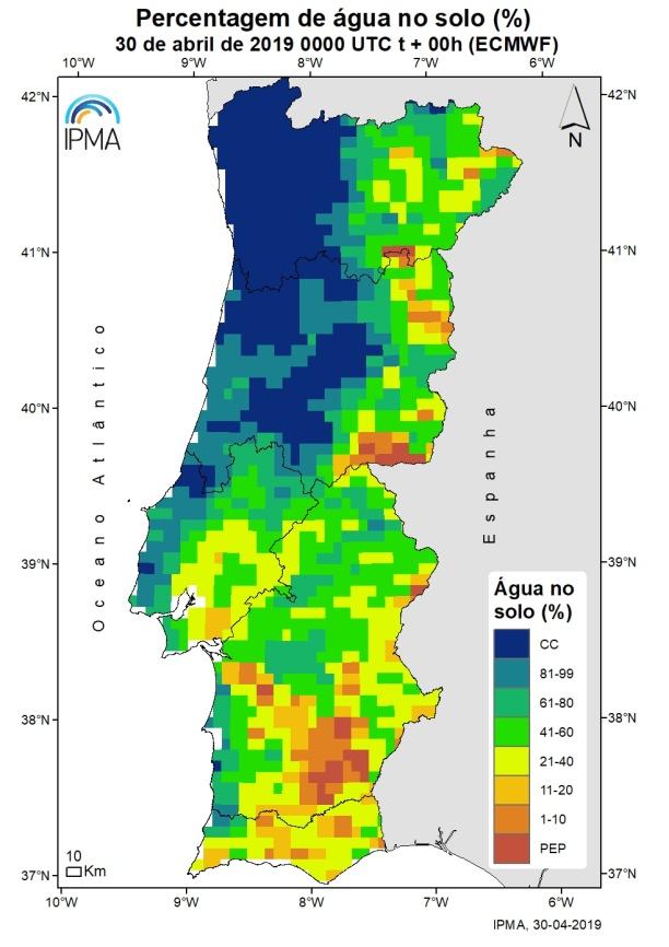 Figura 5 Anomalias da quantidade de precipitação, no mês de maio, em Portugal continental, em