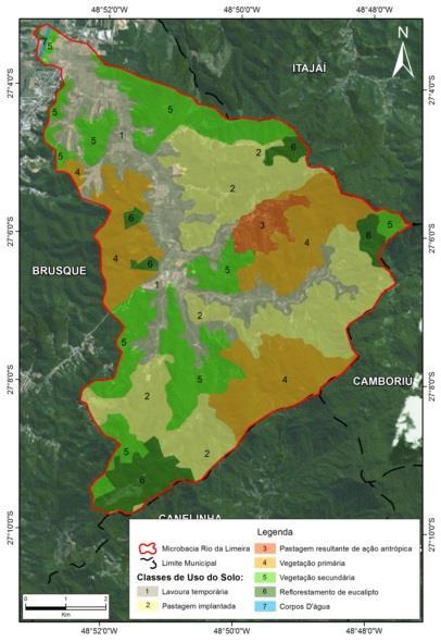 Figura 6. Espacialização das classes de Cobertura e Uso do Solo na Microbacia Rio da Limeira.