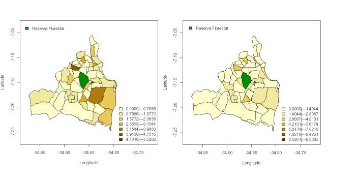 cada bairro, baseando-se nos dados do censo de 2000 e considerando o crescimento populacional constante, obtendo assim a população de cada um dos bairros para os anos do período estudado.