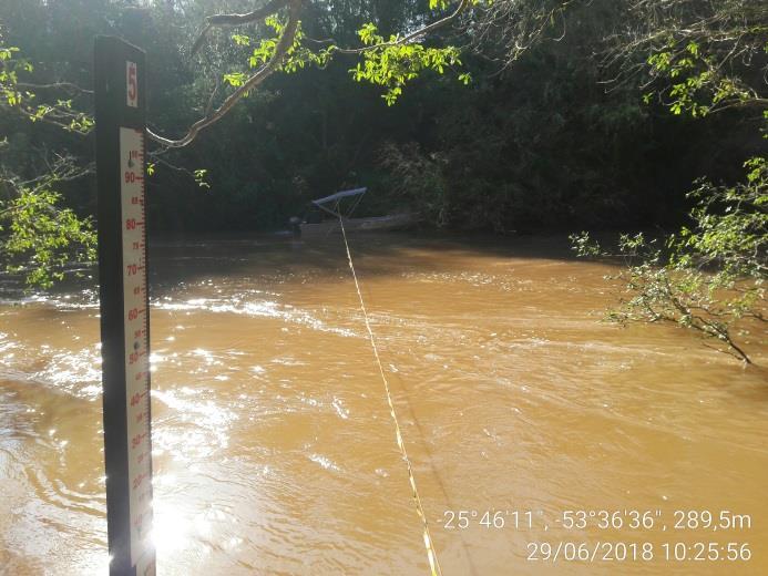 Figura 29: Lances de régua instalados na estação Montante I rio Capanema.