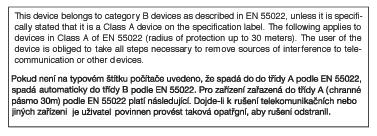 6. Informações sobre regulamentações EN 55022 Compliance (Czech Republic Only) Polish Center for Testing and Certification Notice The equipment should draw power from a socket with an attached