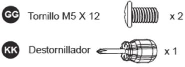 suporte inferior opostas à porta frontal utilizando 2 parafusos M5X12.