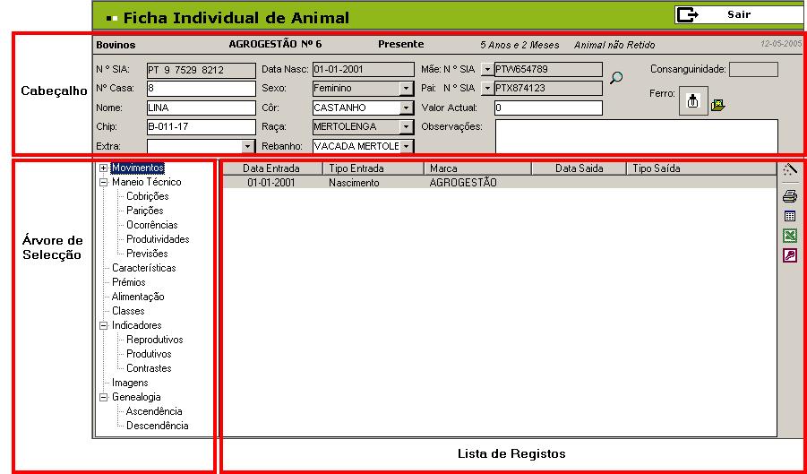 Listagens Visualização e impressão de listas Permite efectuar as listagens presentes em Listagens parametrizáveis animais seleccionados na lista.