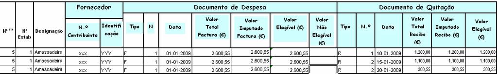 4. Quando uma factura integrar vários bens de investimento correspondentes a números diferentes, o valor pago deve ser repartido pelos vários números sequenciais considerados. 5.