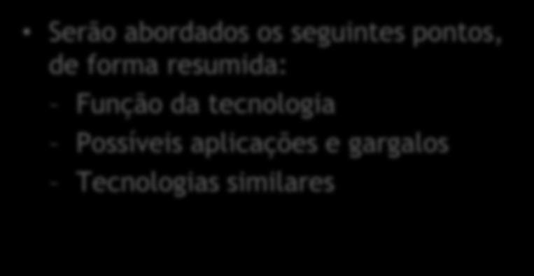 Diligência da Inovação Fase 1: Caracterização da Tecnologia Objetivo