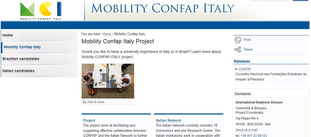 Um exemplo especifico: as bolsas MCI 29 Mobility CONFAP Italy (MCI)