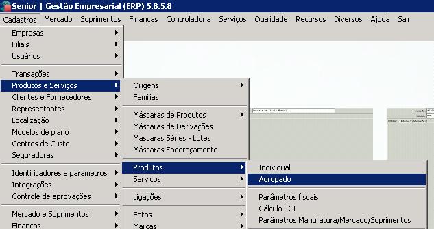 Após clicar em Famílias, clique no campo Família para acessar uma listagem das possibilidades existentes (aditivos, combustíveis, lubrificantes, material de limpeza e outros).