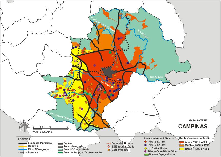 grande parte do município, os investimentos são efetuados nas áreas com valores mais baixos do município.