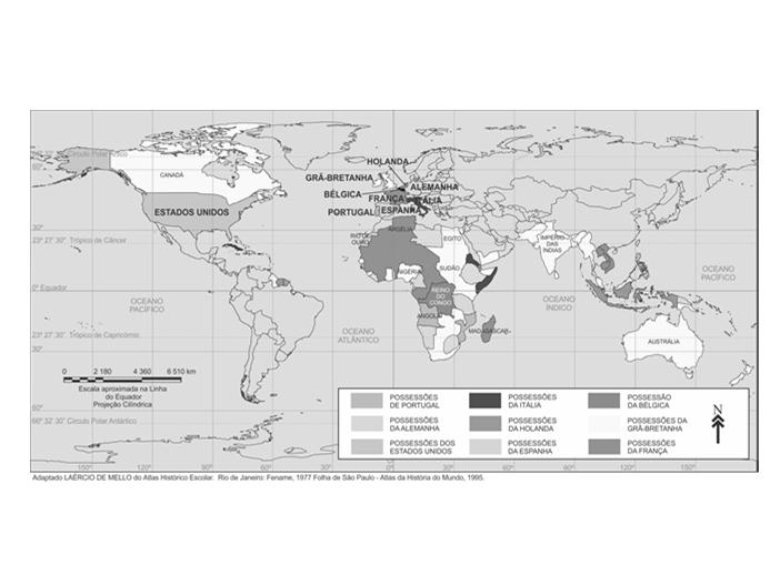 do século XX, desvendado praticamente todo o planeta, ou seja, todas as colônias já estavam representadas em mapas Tome nota: só seria possível explorar cada colônia se existisse o