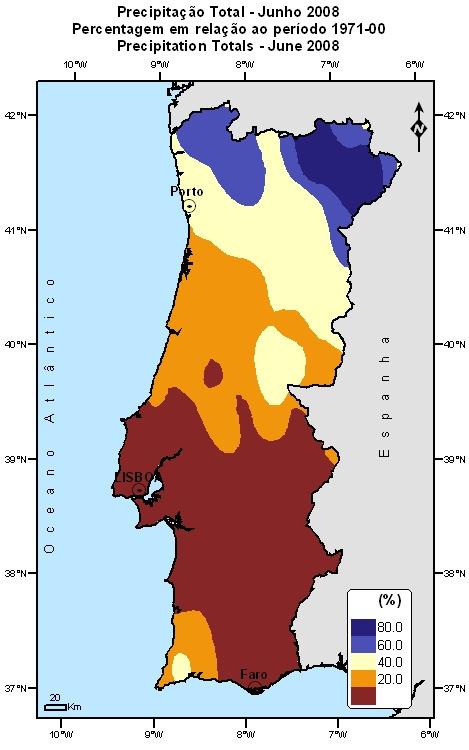 Em alguns locais do Continente não se registou precipitação como foi o caso de Alcácer do Sal e Faro; o valor mais alto da quantidade de precipitação ocorreu em Cabril (região Norte) com 47mm.