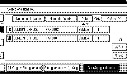 Usar o Document Server D Seleccione o documento que pretende apagar.