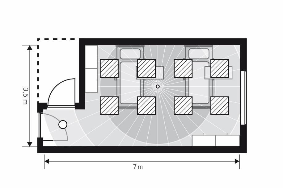 Exemplo de planeamento do conjunto Patient-RoomFonte: ESYLUX GmbH Exemplo de