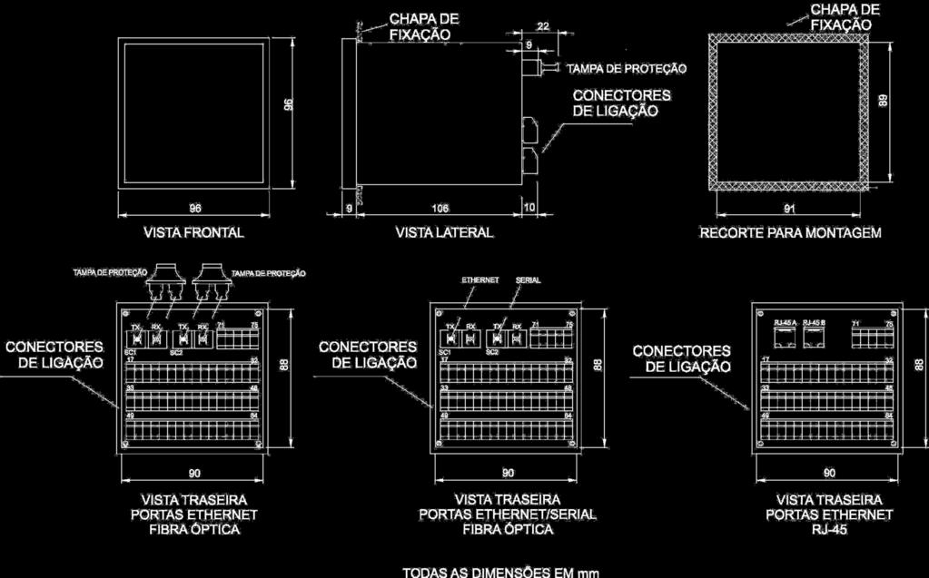 3.3 Instalação mecânica O Smart Device para Regulação de Tensão SDV deve ser instalado protegido das intempéries, no interior de painéis ou abrigado em uma sala de controle, por exemplo.