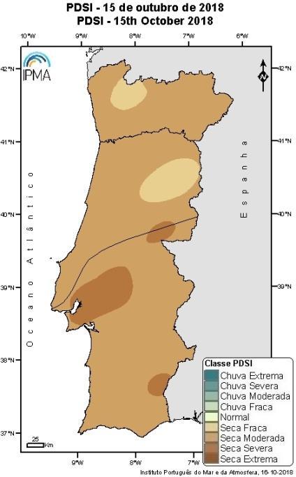 água no solo em Portugal Continental no início e