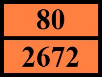 Disposições especiais relativas ao transporte - Embalagens (ADR) Número de identificação do perigo (nº Kemler) Painéis cor de laranja V12 80 Código de restrição de túnel (ADR) Código EAC E 2R -