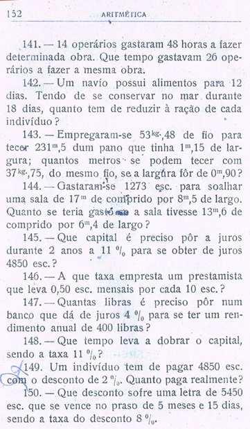 62 Problemas dos Nossos Avós (1) 3 Elementos de aritmética (segunda classe), 1926 A seguir apresentam-se alguns problemas de um livro de aritmética da segunda classe de 1926 [2] onde se podem