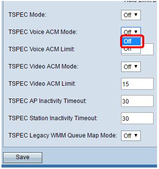 Em Esta opção deixa uma estação enviar um pedido TSPEC para a largura de banda ao WAP antes que possa enviar ou receber um córrego do tráfego de voz.