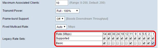 Limite de taxa Incorpore o limite de taxa do Multicast e do tráfego de broadcast aos pacotes por segundo.