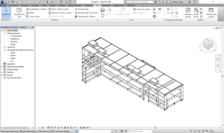 Figura 4.1.4 Arquivo exportado do Eberick e importado no Revit 2015.