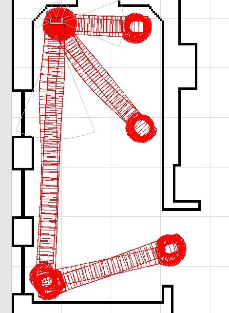 Capítulo 5. Testes e Resultados 98 Figura 5.32: Navegação num ambiente desconhecido (etapa 16/16) - robô consegue chegar ao nó pai e consegue a condição de parada 5.