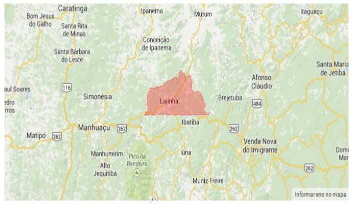 2 Na figura 1 está apresentada a localização geográfica do município de Lajinha. Figura 1 Localização geográfica do município de Lajinha Fonte: Atlas Brasil, 2013.