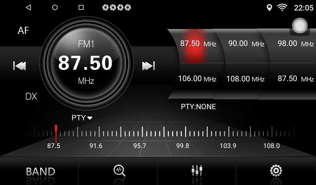 Funções Rádio No ecrã de rádio seleccione o botão para