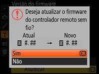 7 Será exibida uma caixa de diálogo de atualização do firmware. Selecione Sim. 8 A atualização será iniciada. Siga as instruções exibidas na tela durante a atualização.