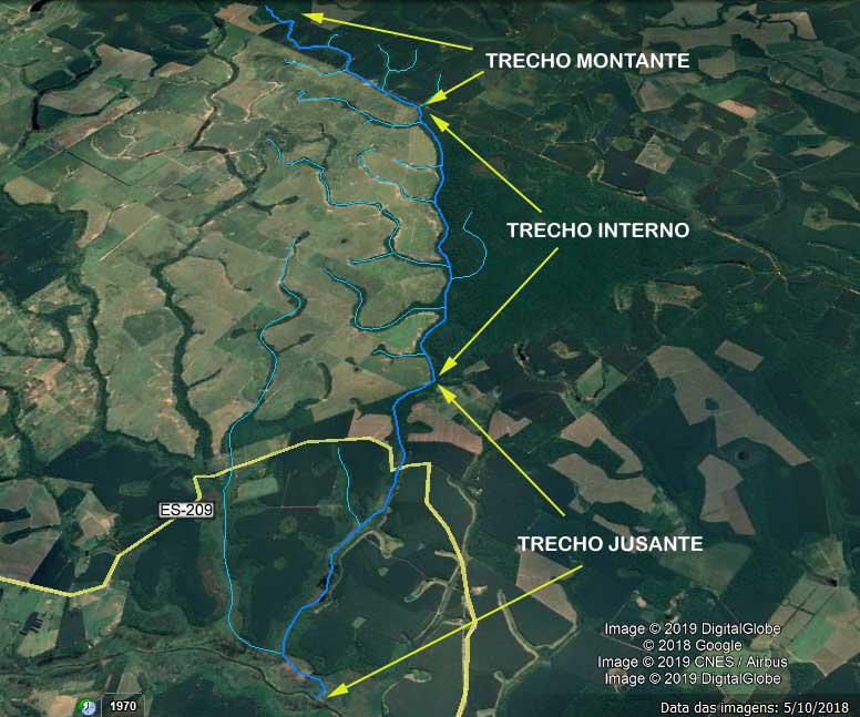 Boletim Sociedade Brasileira de Ictiologia, No 128 dentro da área protegida e no trecho final de 6 km a jusante da REBIO (Fig. 2).