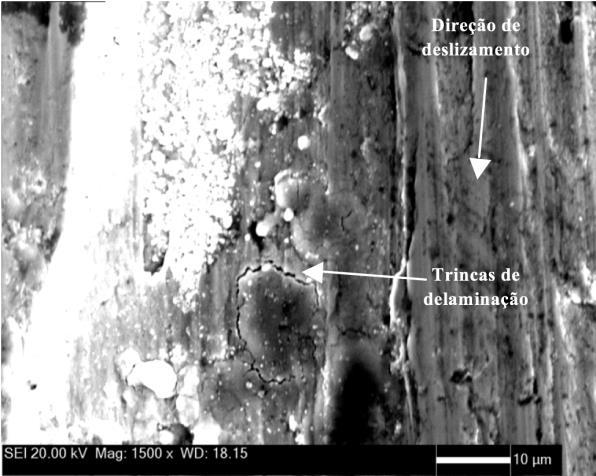 A Figura 7 apresenta as imagens de MEV das trilhas de desgaste das amostras A3 e SP4.